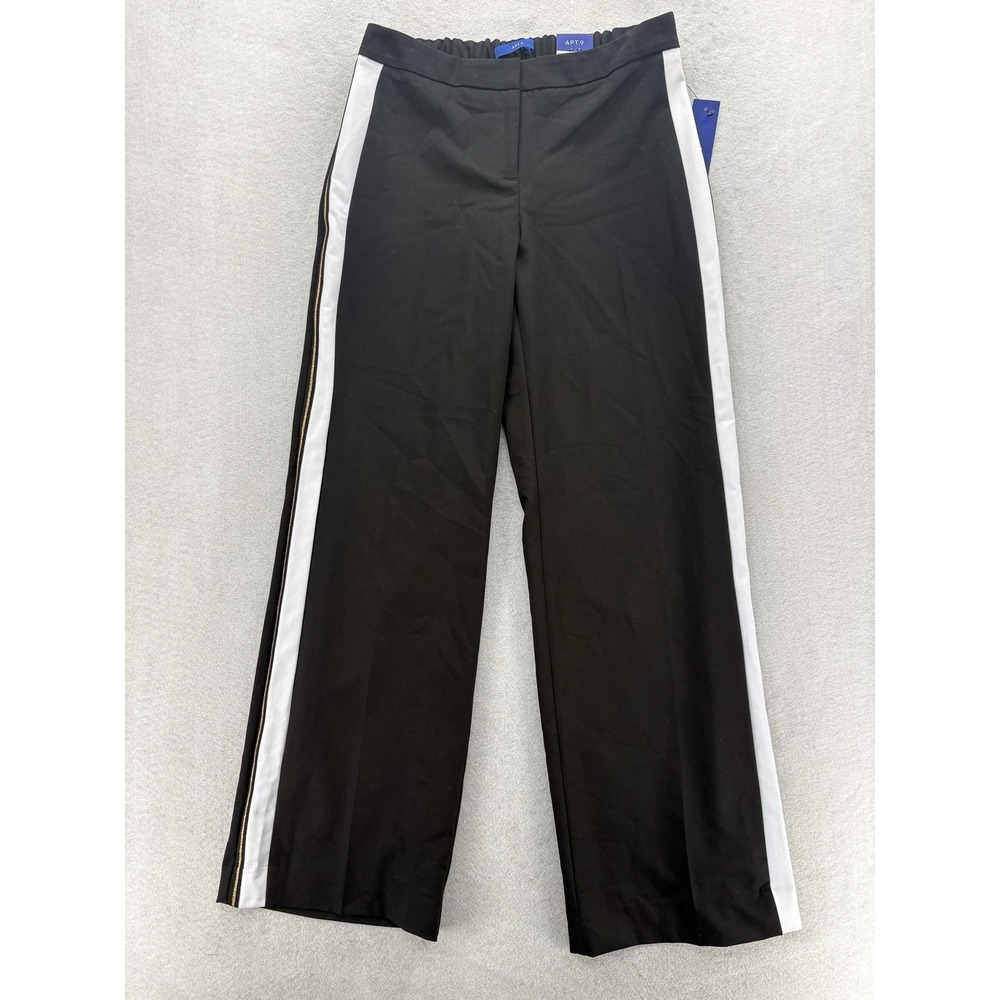 APT.9 Wide Leg Dress Pants Womens 10 Black Side Stripe Glitter Pull On Stretch